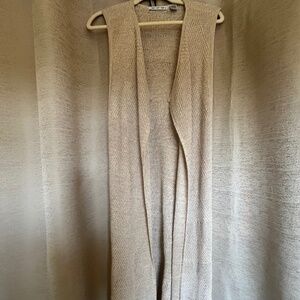 Tan Sleeveless Duster Sweater - Artistic Weave, Savvy Feel